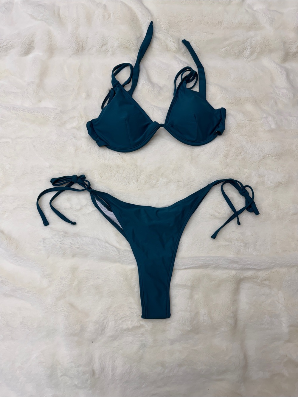 Deep Teal Underwire Tie-Side Bikini Set